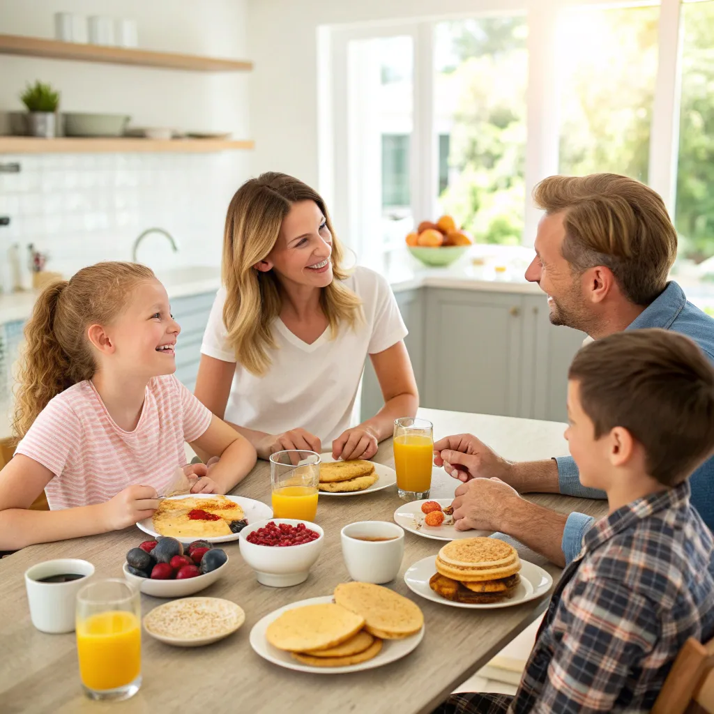 Emily's family having breakfast together